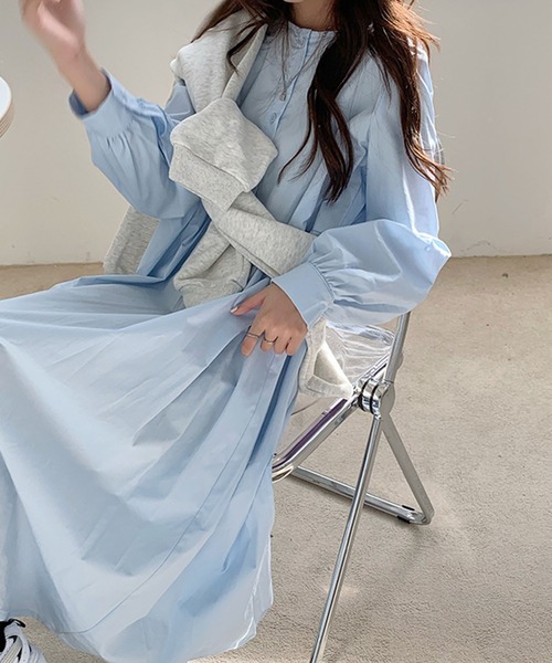 Girly Doll(ガーリードール)の「ボタンデザインワンピース(ワンピース・レディース・ベージュ/ブルー/モカ/ダークグレー/ライトグレー・F)」の22枚目の写真