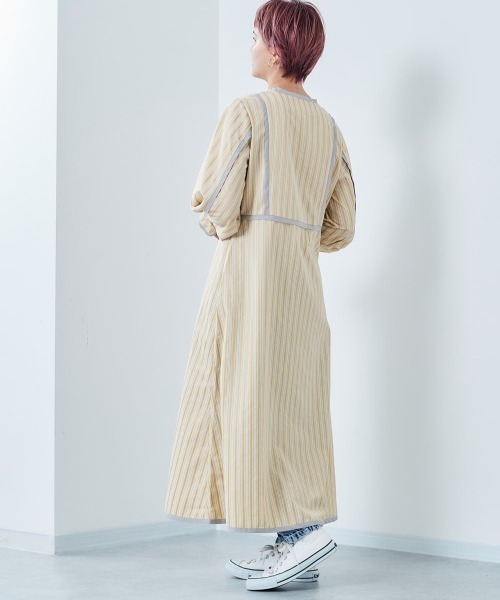 cepo(セポ)の「キャンディスリーブ ストライプシャツワンピース(シャツワンピース・レディース・オレンジ/イエロー・M)」の8枚目の写真