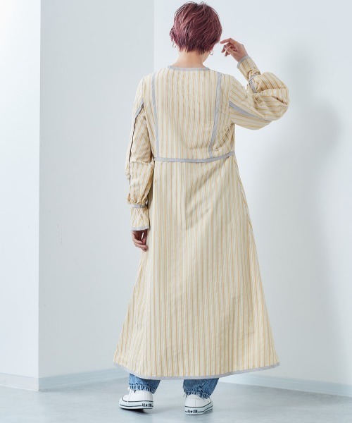 cepo(セポ)の「キャンディスリーブ ストライプシャツワンピース(シャツワンピース・レディース・オレンジ/イエロー・M)」の7枚目の写真