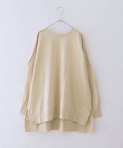 BONLECILL(ボンルシール)の「オーバーサイズ アウトシーム ラウンドヘムロンT(Tシャツ/カットソー・レディース・ベージュ/オフホワイト/カーキ/チャコール・FREE)」の5枚目の写真