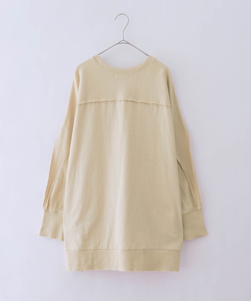 BONLECILL(ボンルシール)の「オーバーサイズ アウトシーム ラウンドヘムロンT(Tシャツ/カットソー・レディース・ベージュ/オフホワイト/カーキ/チャコール・FREE)」の6枚目の写真