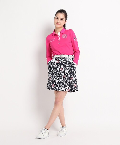adabat(アダバット)の「◆【吸水速乾/UVカット】adabat ミラノリブ長袖ポロシャツ(ポロシャツ・レディース・ホワイト/ネイビー/ブルー/ピンク系・40/38/42/36)」の7枚目の写真