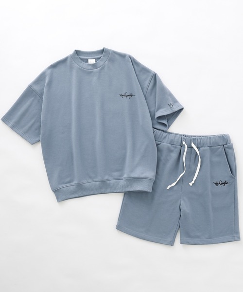 Mark Gonzales（マーク・ゴンザレス）の「【セットアップ】Mark Gonzales/マークゴンザレス MONO-MART別注 エフォートレス ラウンジセットアップ /ロゴ刺繍 オーバーサイズプルオーバー半袖スウェット＆ハーフスウェットパンツ ワンマイルウェア（ルームウェア/パジャマ・メンズ・ホワイト/ブラック/杢グレー/グリーン系その他/ブルー系その他/グレイッシュベージュ・M/L/XL）」の6枚目の写真