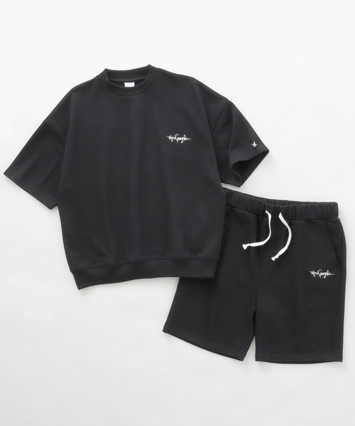 Mark Gonzales（マーク・ゴンザレス）の「【セットアップ】Mark Gonzales/マークゴンザレス MONO-MART別注 エフォートレス ラウンジセットアップ /ロゴ刺繍 オーバーサイズプルオーバー半袖スウェット＆ハーフスウェットパンツ ワンマイルウェア（ルームウェア/パジャマ・メンズ・ホワイト/ブラック/杢グレー/グリーン系その他/ブルー系その他/グレイッシュベージュ・M/L/XL）」の2枚目の写真