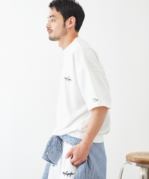 Mark Gonzales（マーク・ゴンザレス）の「【セットアップ】Mark Gonzales/マークゴンザレス MONO-MART別注 エフォートレス ラウンジセットアップ /ロゴ刺繍 オーバーサイズプルオーバー半袖スウェット＆ハーフスウェットパンツ ワンマイルウェア（ルームウェア/パジャマ・メンズ・ホワイト/ブラック/杢グレー/グリーン系その他/ブルー系その他/グレイッシュベージュ・M/L/XL）」の20枚目の写真