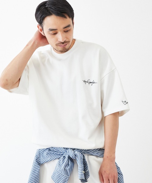 Mark Gonzales（マーク・ゴンザレス）の「【セットアップ】Mark Gonzales/マークゴンザレス MONO-MART別注 エフォートレス ラウンジセットアップ /ロゴ刺繍 オーバーサイズプルオーバー半袖スウェット＆ハーフスウェットパンツ ワンマイルウェア（ルームウェア/パジャマ・メンズ・ホワイト/ブラック/杢グレー/グリーン系その他/ブルー系その他/グレイッシュベージュ・M/L/XL）」の21枚目の写真