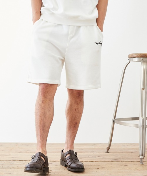 Mark Gonzales（マーク・ゴンザレス）の「【セットアップ】Mark Gonzales/マークゴンザレス MONO-MART別注 エフォートレス ラウンジセットアップ /ロゴ刺繍 オーバーサイズプルオーバー半袖スウェット＆ハーフスウェットパンツ ワンマイルウェア（ルームウェア/パジャマ・メンズ・ホワイト/ブラック/杢グレー/グリーン系その他/ブルー系その他/グレイッシュベージュ・M/L/XL）」の22枚目の写真