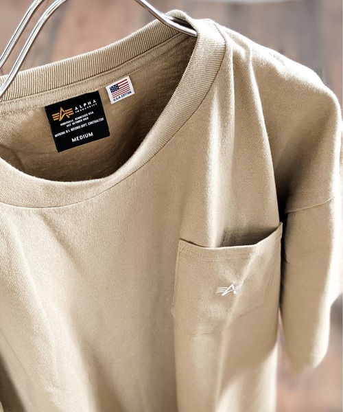 Alpha Industries(アルファインダストリーズ)の「ALPHA/アルファ USAコットン ポケットTEE(Tシャツ/カットソー・メンズ・ホワイト/ブラウン/ベージュ/ライトグリーン/ブラック・X-LARGE/LARGE/MEDIUM)」の13枚目の写真