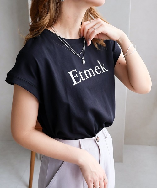 Social GIRL（ソーシャルガール）の「フレンチスリーブTシャツ（Tシャツ/カットソー・レディース・ブラック/オフホワイト/モカ/グレイッシュベージュ/チャコール/テラコッタ/グリーン/ピンク/ホワイト系その他/ブラック系その他/ライトグレー/ブルーパープル/ベージュ・M）」の4枚目の写真