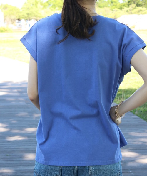 Social GIRL（ソーシャルガール）の「フレンチスリーブTシャツ（Tシャツ/カットソー・レディース・ブラック/オフホワイト/モカ/グレイッシュベージュ/チャコール/テラコッタ/グリーン/ピンク/ホワイト系その他/ブラック系その他/ライトグレー/ブルーパープル/ベージュ・M）」の19枚目の写真