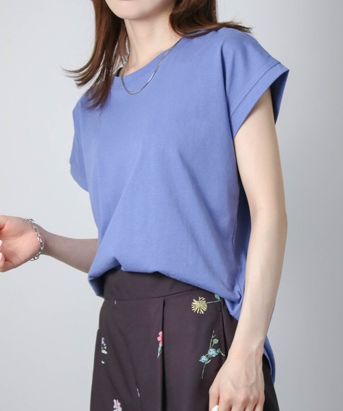 Social GIRL（ソーシャルガール）の「フレンチスリーブTシャツ（Tシャツ/カットソー・レディース・ブラック/オフホワイト/モカ/グレイッシュベージュ/チャコール/テラコッタ/グリーン/ピンク/ホワイト系その他/ブラック系その他/ライトグレー/ブルーパープル/ベージュ・M）」の15枚目の写真