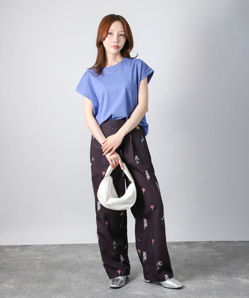 Social GIRL（ソーシャルガール）の「フレンチスリーブTシャツ（Tシャツ/カットソー・レディース・ブラック/オフホワイト/モカ/グレイッシュベージュ/チャコール/テラコッタ/グリーン/ピンク/ホワイト系その他/ブラック系その他/ライトグレー/ブルーパープル/ベージュ・M）」の17枚目の写真