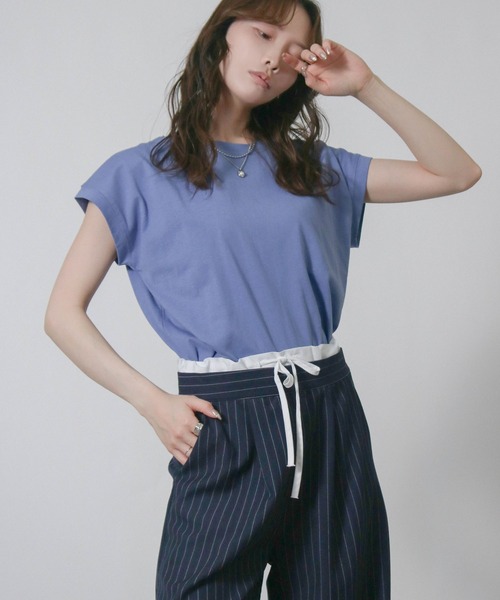Social GIRL(ソーシャルガール)の「フレンチスリーブTシャツ 半袖Tシャツ(Tシャツ/カットソー・レディース・ブラック/オフホワイト/モカ/グレイッシュベージュ/チャコール/テラコッタ/グリーン/ピンク/ホワイト系その他/ブラック系その他/ライトグレー/ブルーパープル/ベージュ・M)」の16枚目の写真