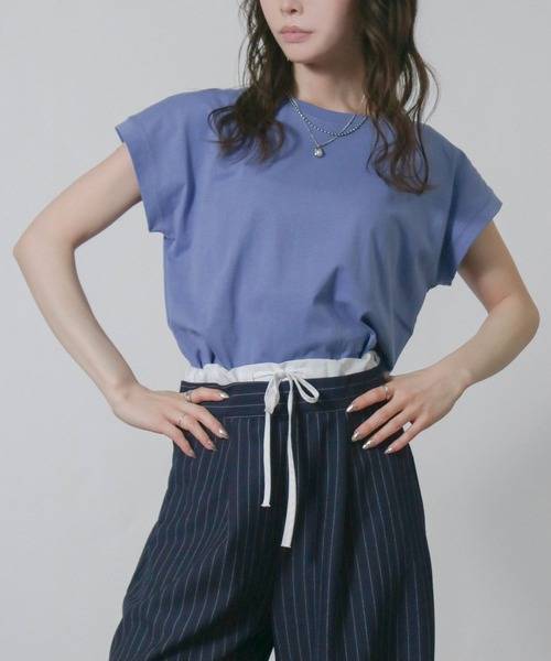Social GIRL(ソーシャルガール)の「フレンチスリーブTシャツ 半袖Tシャツ(Tシャツ/カットソー・レディース・ブラック/オフホワイト/モカ/グレイッシュベージュ/チャコール/テラコッタ/グリーン/ピンク/ホワイト系その他/ブラック系その他/ライトグレー/ブルーパープル/ベージュ・M)」の17枚目の写真