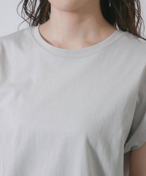 Social GIRL(ソーシャルガール)の「フレンチスリーブTシャツ 半袖Tシャツ(Tシャツ/カットソー・レディース・ブラック/オフホワイト/モカ/グレイッシュベージュ/チャコール/テラコッタ/グリーン/ピンク/ホワイト系その他/ブラック系その他/ライトグレー/ブルーパープル/ベージュ・M)」の22枚目の写真
