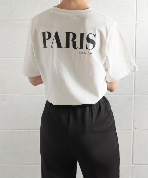 me+em select（ミームセレクト）の「PARIS logo Tee（Tシャツ/カットソー・レディース・アイボリー/ブラウン/ピンク/ミント・FREE）」の3枚目の写真