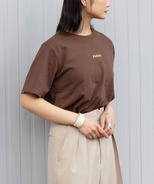 me+em select（ミームセレクト）の「PARIS logo Tee（Tシャツ/カットソー・レディース・アイボリー/ブラウン/ピンク/ミント・FREE）」の16枚目の写真