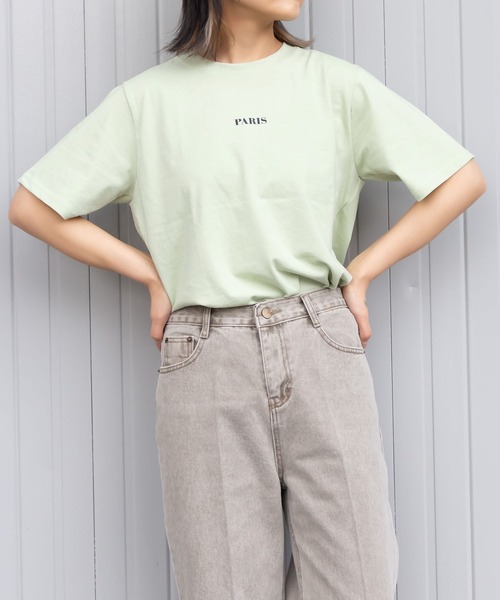 me+em select（ミームセレクト）の「PARIS logo Tee（Tシャツ/カットソー・レディース・アイボリー/ブラウン/ピンク/ミント・FREE）」の5枚目の写真