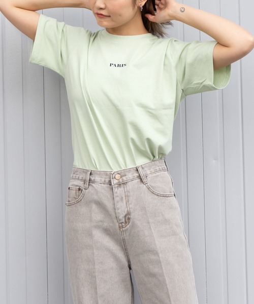 me+em select（ミームセレクト）の「PARIS logo Tee（Tシャツ/カットソー・レディース・アイボリー/ブラウン/ピンク/ミント・FREE）」の6枚目の写真