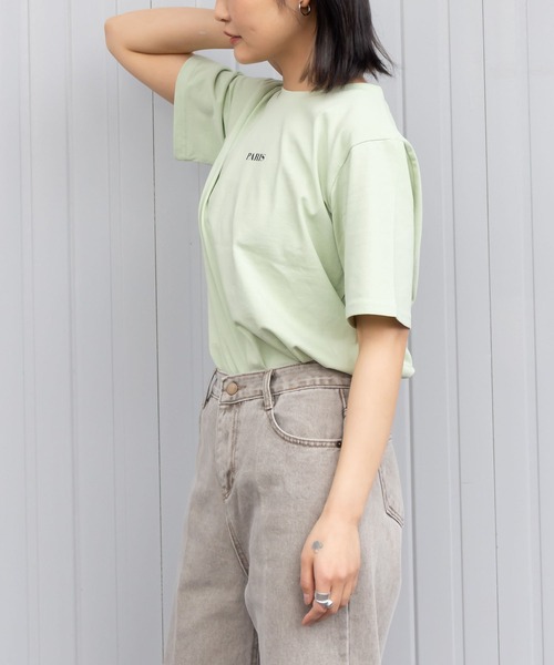 me+em select（ミームセレクト）の「PARIS logo Tee（Tシャツ/カットソー・レディース・アイボリー/ブラウン/ピンク/ミント・FREE）」の7枚目の写真