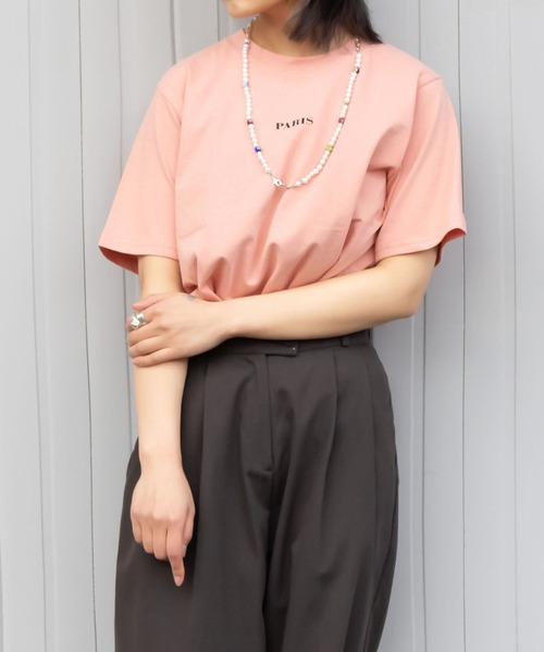 me+em select（ミームセレクト）の「PARIS logo Tee（Tシャツ/カットソー・レディース・アイボリー/ブラウン/ピンク/ミント・FREE）」の9枚目の写真