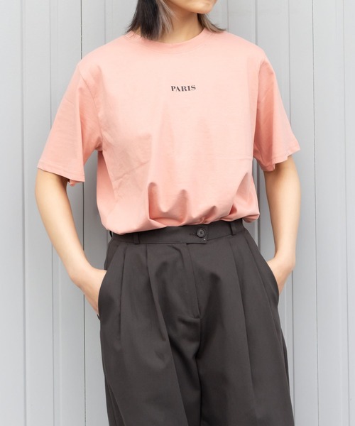 me+em select（ミームセレクト）の「PARIS logo Tee（Tシャツ/カットソー・レディース・アイボリー/ブラウン/ピンク/ミント・FREE）」の10枚目の写真