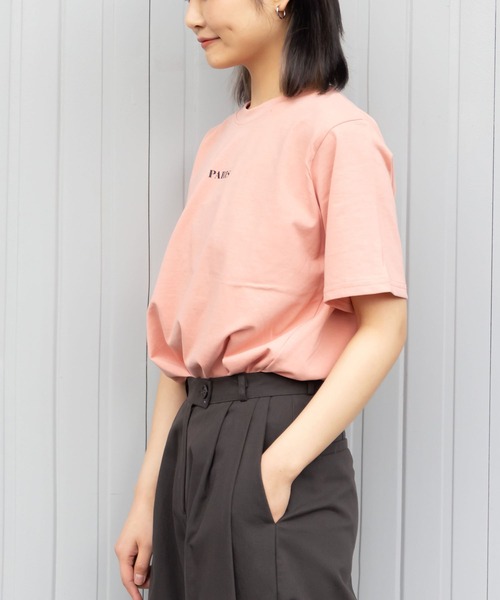 me+em select（ミームセレクト）の「PARIS logo Tee（Tシャツ/カットソー・レディース・アイボリー/ブラウン/ピンク/ミント・FREE）」の11枚目の写真