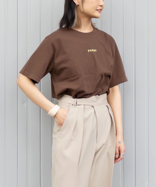 me+em select（ミームセレクト）の「PARIS logo Tee（Tシャツ/カットソー・レディース・アイボリー/ブラウン/ピンク/ミント・FREE）」の14枚目の写真
