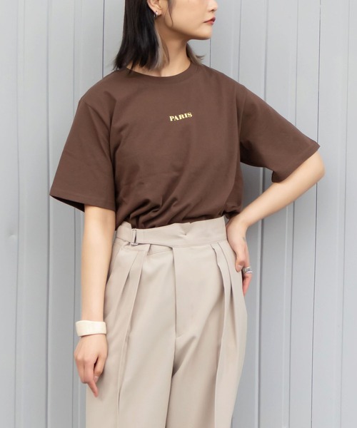 me+em select（ミームセレクト）の「PARIS logo Tee（Tシャツ/カットソー・レディース・アイボリー/ブラウン/ピンク/ミント・FREE）」の15枚目の写真