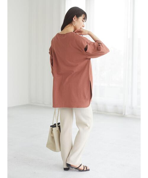 Sugar spoon（シュガースプーン）の「・SUGAR SPOON　ソデボタンビックチュニック＊（Tシャツ/カットソー・レディース・チャコールグレー/オフホワイト/グレイッシュベージュ/テラコッタ・FREE）」の8枚目の写真