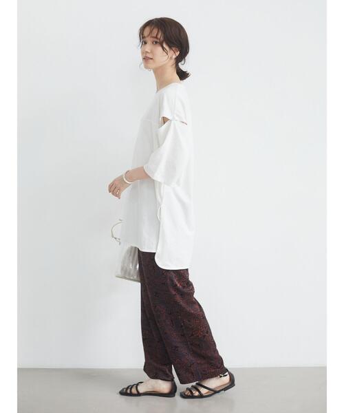 Sugar spoon（シュガースプーン）の「・SUGAR SPOON　ソデボタンビックチュニック＊（Tシャツ/カットソー・レディース・チャコールグレー/オフホワイト/グレイッシュベージュ/テラコッタ・FREE）」の10枚目の写真