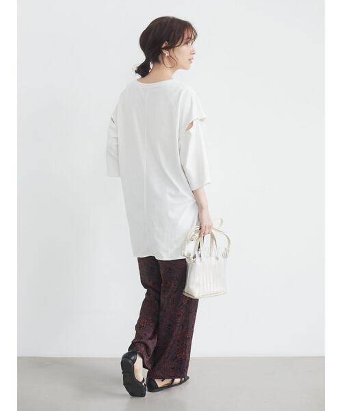 Sugar spoon（シュガースプーン）の「・SUGAR SPOON　ソデボタンビックチュニック＊（Tシャツ/カットソー・レディース・チャコールグレー/オフホワイト/グレイッシュベージュ/テラコッタ・FREE）」の12枚目の写真