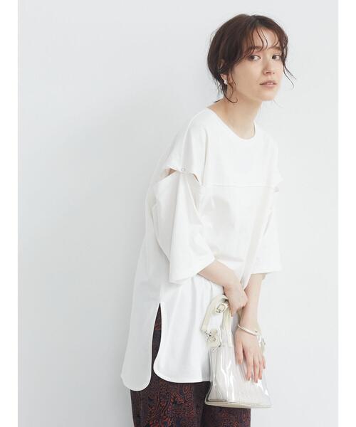 Sugar spoon（シュガースプーン）の「・SUGAR SPOON　ソデボタンビックチュニック＊（Tシャツ/カットソー・レディース・チャコールグレー/オフホワイト/グレイッシュベージュ/テラコッタ・FREE）」の13枚目の写真