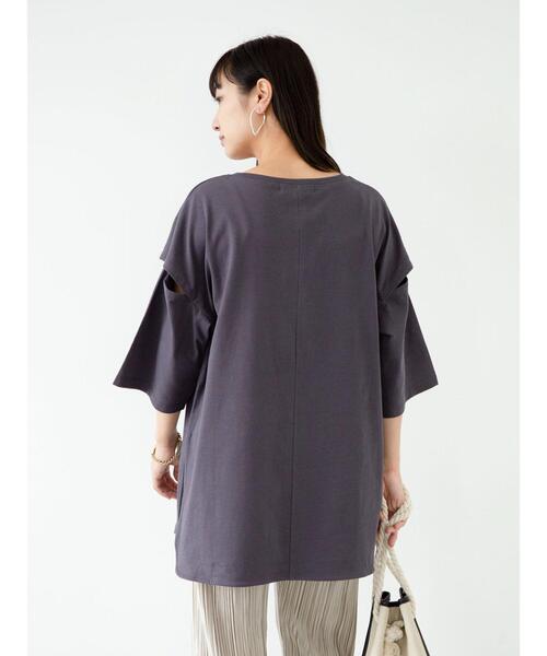 Sugar spoon（シュガースプーン）の「・SUGAR SPOON　ソデボタンビックチュニック＊（Tシャツ/カットソー・レディース・チャコールグレー/オフホワイト/グレイッシュベージュ/テラコッタ・FREE）」の18枚目の写真