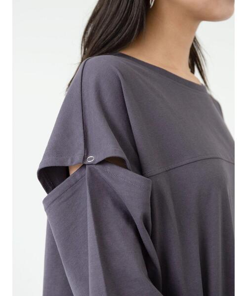 Sugar spoon（シュガースプーン）の「・SUGAR SPOON　ソデボタンビックチュニック＊（Tシャツ/カットソー・レディース・チャコールグレー/オフホワイト/グレイッシュベージュ/テラコッタ・FREE）」の19枚目の写真