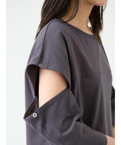 Sugar spoon（シュガースプーン）の「・SUGAR SPOON　ソデボタンビックチュニック＊（Tシャツ/カットソー・レディース・チャコールグレー/オフホワイト/グレイッシュベージュ/テラコッタ・FREE）」の20枚目の写真