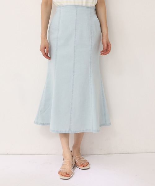 one after another NICE CLAUP（ワンアフターアナザーナイスクラップ）の「ステッチマーメイドデニムスカート（デニムスカート・レディース・アイボリー/サックスブルー/ネイビー/ブルー・FREE）」の5枚目の写真
