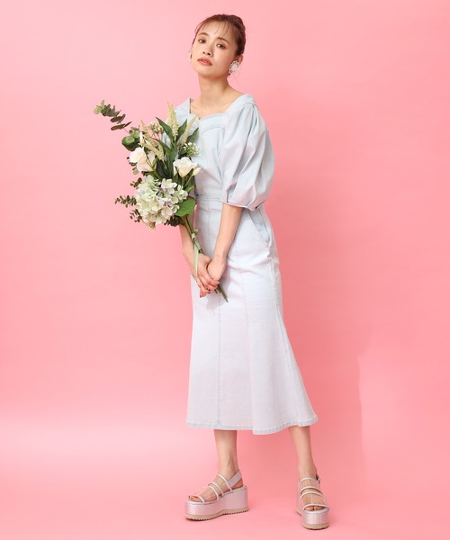 one after another NICE CLAUP（ワンアフターアナザーナイスクラップ）の「ステッチマーメイドデニムスカート（デニムスカート・レディース・アイボリー/サックスブルー/ネイビー/ブルー・FREE）」の11枚目の写真