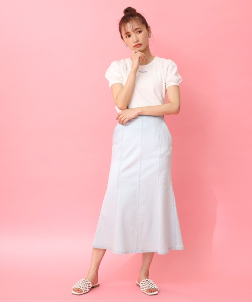 one after another NICE CLAUP（ワンアフターアナザーナイスクラップ）の「ステッチマーメイドデニムスカート（デニムスカート・レディース・アイボリー/サックスブルー/ネイビー/ブルー・FREE）」の15枚目の写真