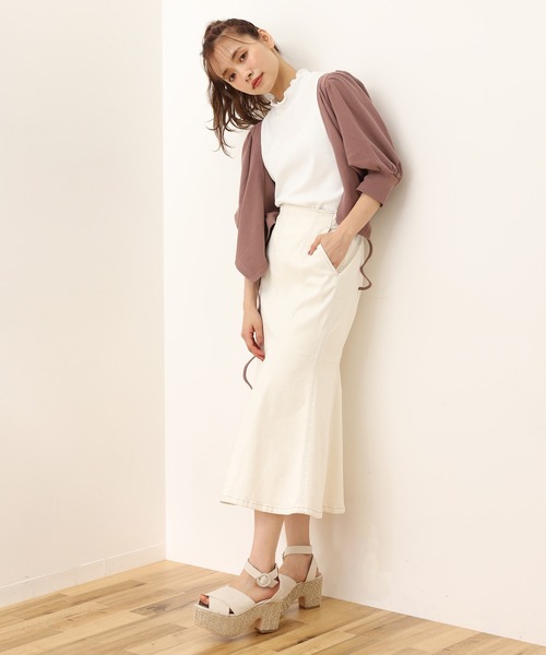 one after another NICE CLAUP（ワンアフターアナザーナイスクラップ）の「ステッチマーメイドデニムスカート（デニムスカート・レディース・アイボリー/サックスブルー/ネイビー/ブルー・FREE）」の22枚目の写真