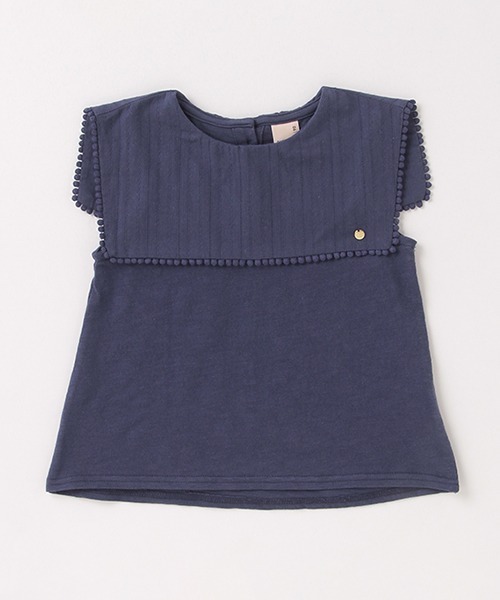 petit main(プティマイン)の「セーラー衿ノースリーブTシャツ(Tシャツ/カットソー・キッズ・キナリ/ネイビー/イエロー・110cm/80cm/100cm/130cm/120cm/90cm)」の2枚目の写真