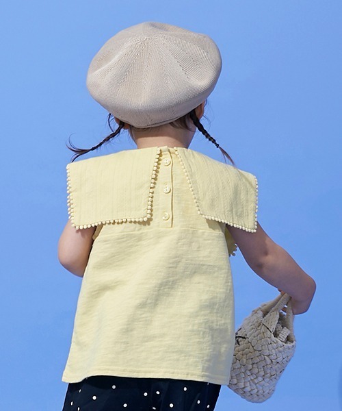 petit main(プティマイン)の「セーラー衿ノースリーブTシャツ(Tシャツ/カットソー・キッズ・キナリ/ネイビー/イエロー・110cm/80cm/100cm/130cm/120cm/90cm)」の18枚目の写真