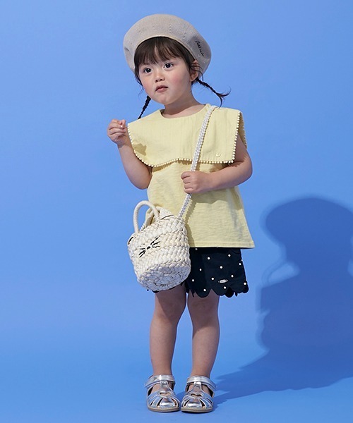 petit main(プティマイン)の「セーラー衿ノースリーブTシャツ(Tシャツ/カットソー・キッズ・キナリ/ネイビー/イエロー・110cm/80cm/100cm/130cm/120cm/90cm)」の19枚目の写真