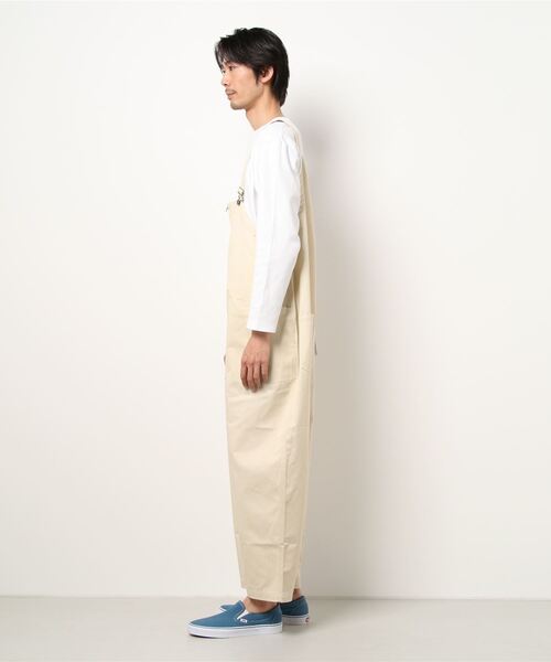 Blue Standard （ブルースタンダード）の「【BLUE STANDARD】ビッグシルエット　ツイルフロントZIPオーバーオール（サロペット/オーバーオール・メンズ・ブラック/ベージュ/オフホワイト/カーキ/ブルー・MEDIUM/LARGE）」の6枚目の写真