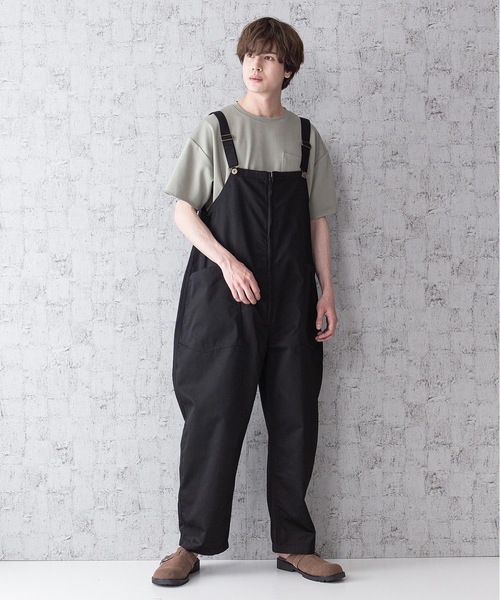 Blue Standard （ブルースタンダード）の「【BLUE STANDARD】ビッグシルエット　ツイルフロントZIPオーバーオール（サロペット/オーバーオール・メンズ・ブラック/ベージュ/オフホワイト/カーキ/ブルー・MEDIUM/LARGE）」の20枚目の写真