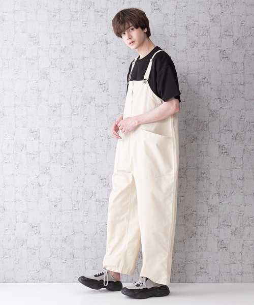 Blue Standard （ブルースタンダード）の「【BLUE STANDARD】ビッグシルエット　ツイルフロントZIPオーバーオール（サロペット/オーバーオール・メンズ・ブラック/ベージュ/オフホワイト/カーキ/ブルー・MEDIUM/LARGE）」の15枚目の写真