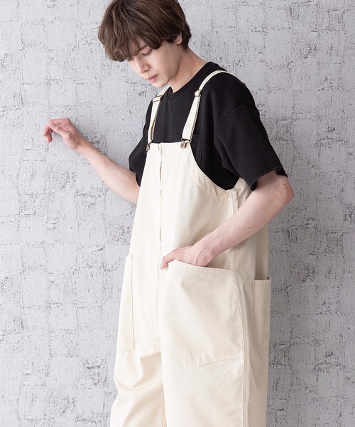 Blue Standard （ブルースタンダード）の「【BLUE STANDARD】ビッグシルエット　ツイルフロントZIPオーバーオール（サロペット/オーバーオール・メンズ・ブラック/ベージュ/オフホワイト/カーキ/ブルー・MEDIUM/LARGE）」の18枚目の写真