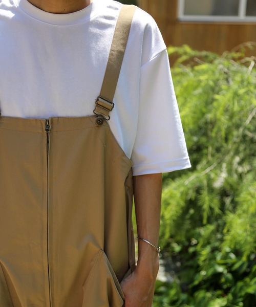 Blue Standard （ブルースタンダード）の「【BLUE STANDARD】ビッグシルエット　ツイルフロントZIPオーバーオール（サロペット/オーバーオール・メンズ・ブラック/ベージュ/オフホワイト/カーキ/ブルー・MEDIUM/LARGE）」の9枚目の写真