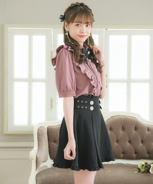 ROJITA(ロジータ)の「パール釦Vフリル半袖ブラウス(シャツ/ブラウス・レディース・ホワイト/ブラック/ピンク系その他・FREE)」の4枚目の写真