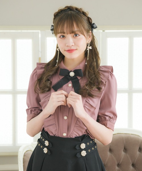 ROJITA(ロジータ)の「パール釦Vフリル半袖ブラウス(シャツ/ブラウス・レディース・ホワイト/ブラック/ピンク系その他・FREE)」の9枚目の写真